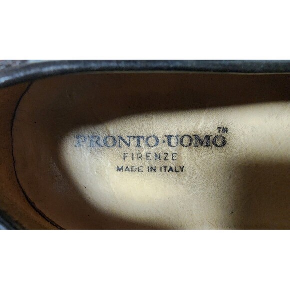 Pronto Uomo Black Italian Leather Loafers Size 11.5 Designer Tassel main image 7